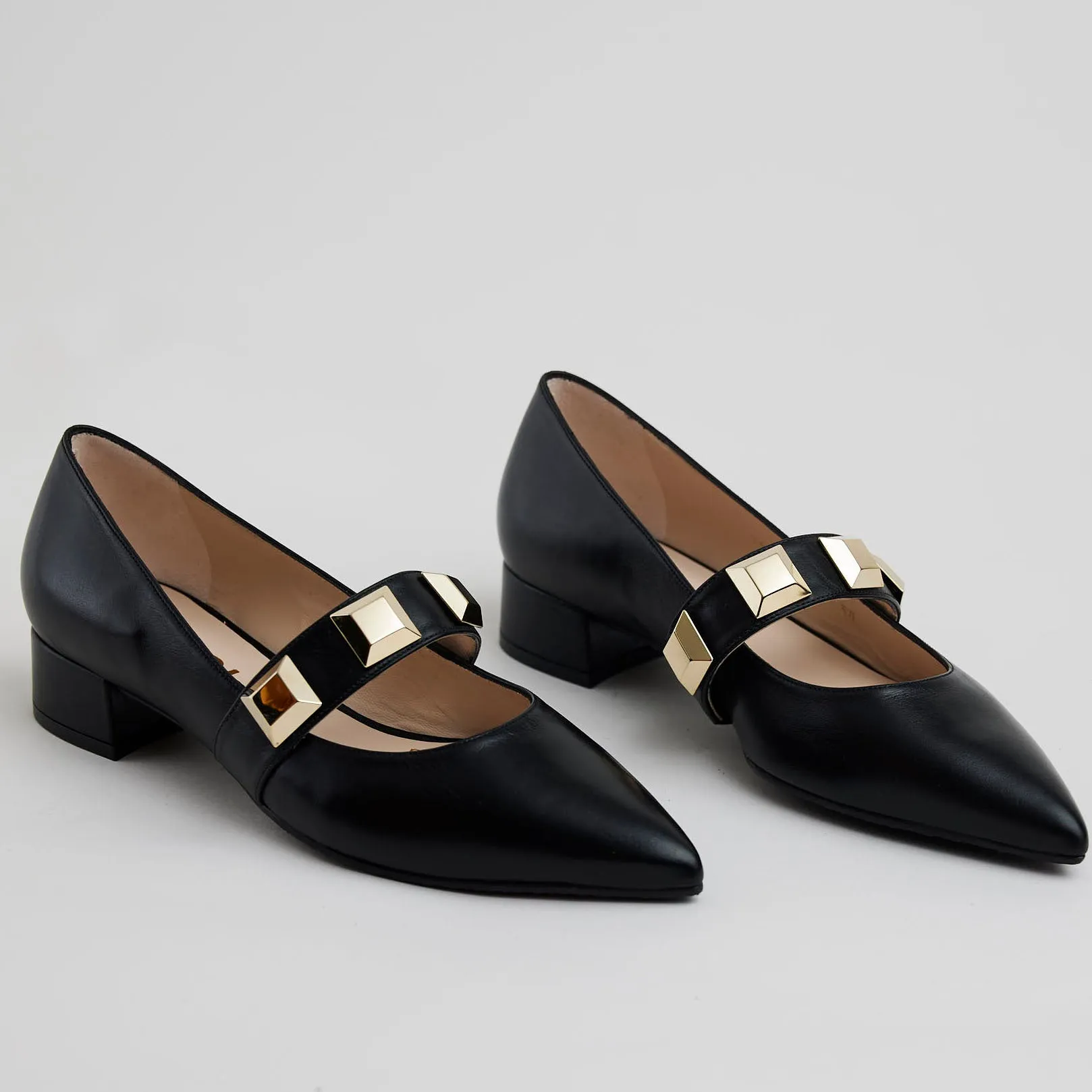 Lodi Black Leather Ballerina Shoes