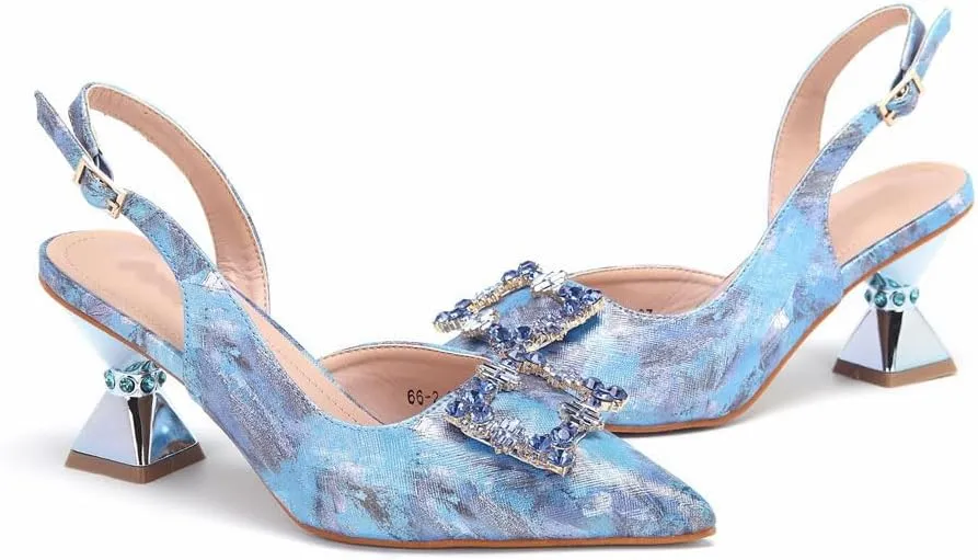 Luxury Rhinestone Embellished Pointed Toe Stiletto Heels and Matching Handbag Set for Womens Wedding Party
