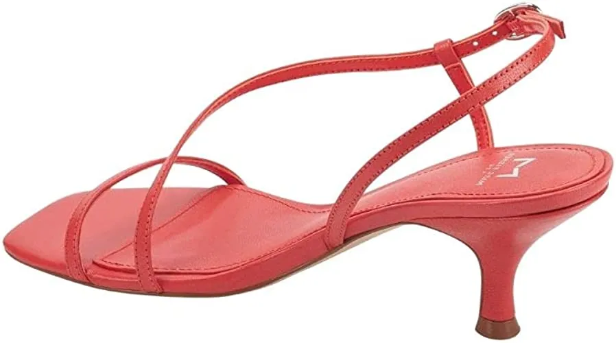 Marc Fisher Womens Gove Leather Slingback Heel Sandals Orange 9.5 Medium (B,M)