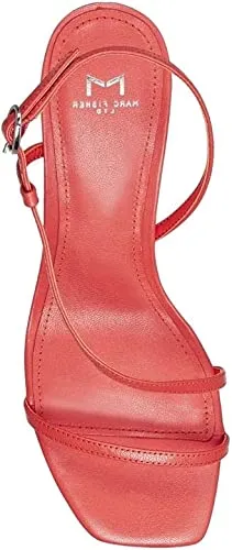 Marc Fisher Womens Gove Leather Slingback Heel Sandals Orange 9.5 Medium (B,M)