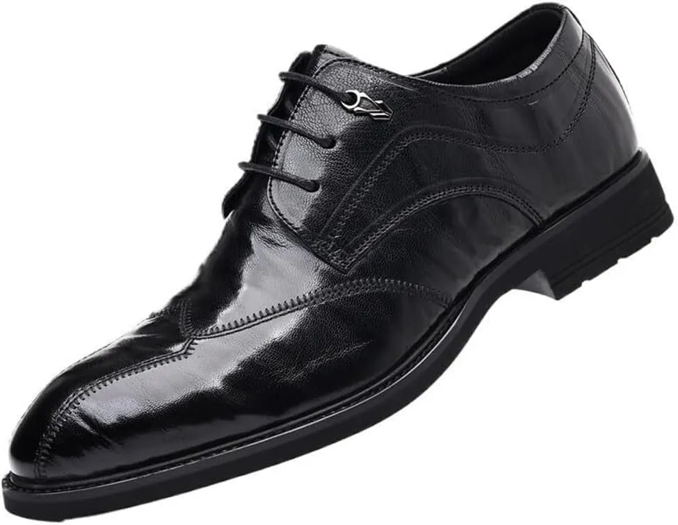 Mens Lace-up Derby Shoes Oxfords Pointed Toe Breathable Comfort Business Oxford Shoes