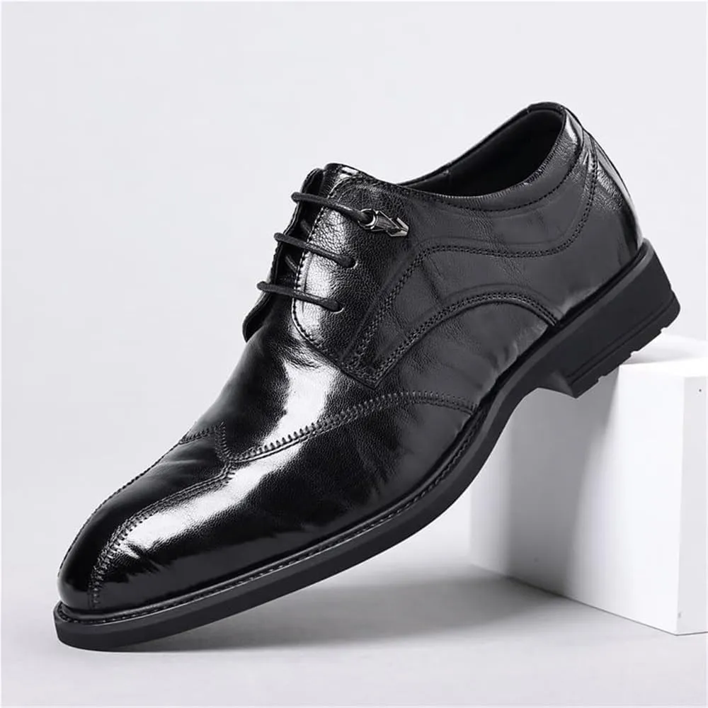 Mens Lace-up Derby Shoes Oxfords Pointed Toe Breathable Comfort Business Oxford Shoes