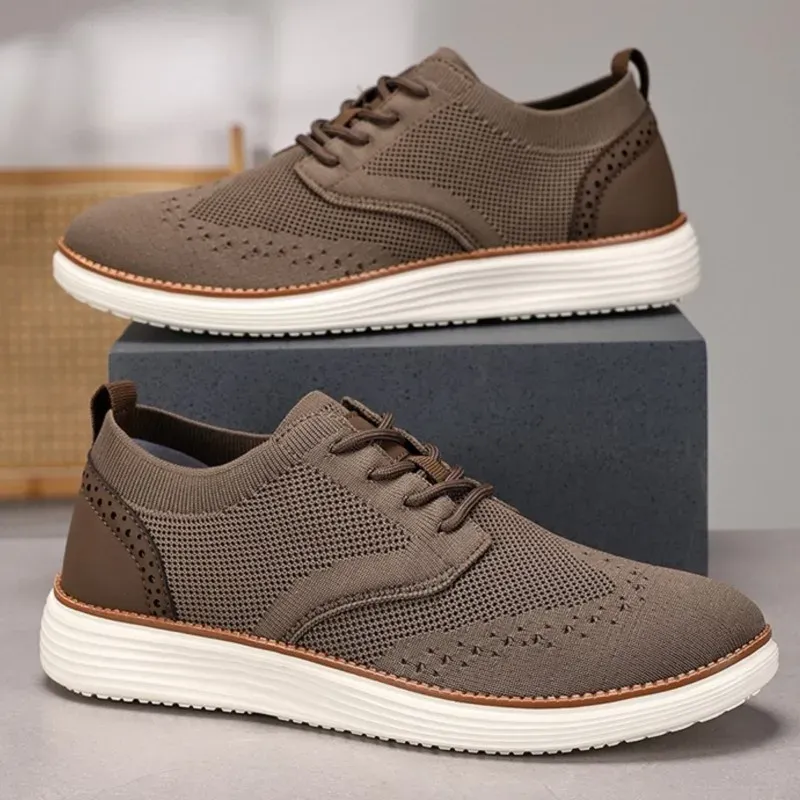 Men’s Oxford Sneakers – Breathable Knit, Cushioned Comfort