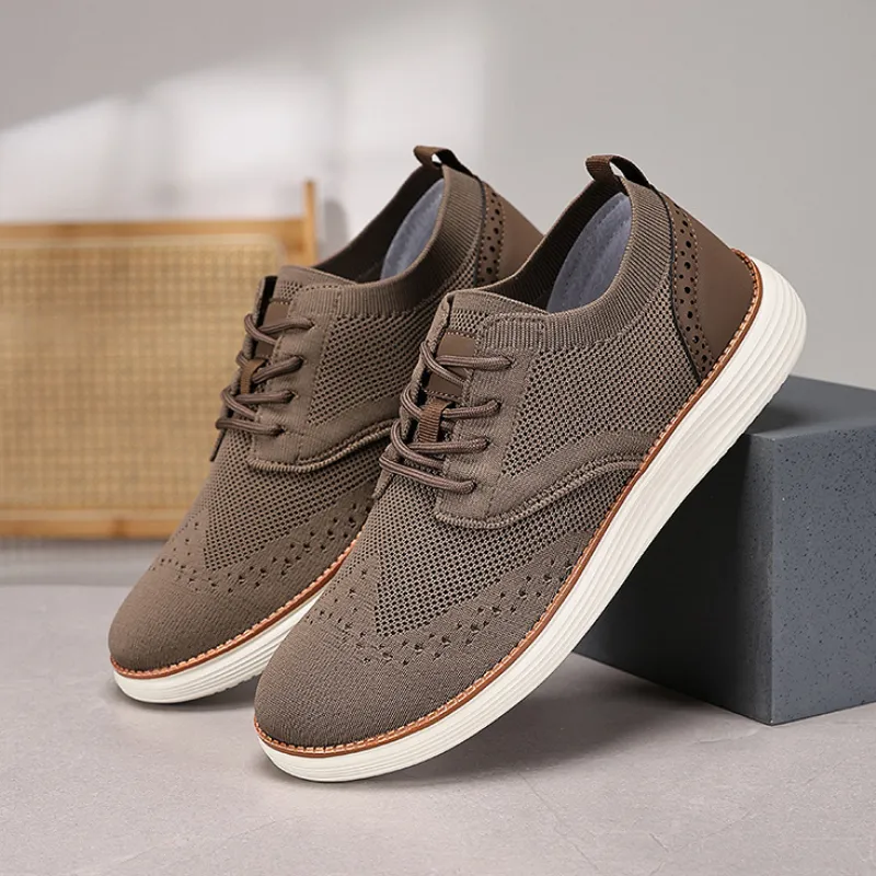 Men’s Oxford Sneakers – Breathable Knit, Cushioned Comfort