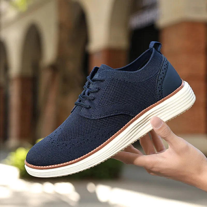 Men’s Oxford Sneakers – Breathable Knit, Cushioned Comfort