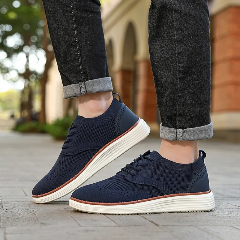 Men’s Oxford Sneakers – Breathable Knit, Cushioned Comfort