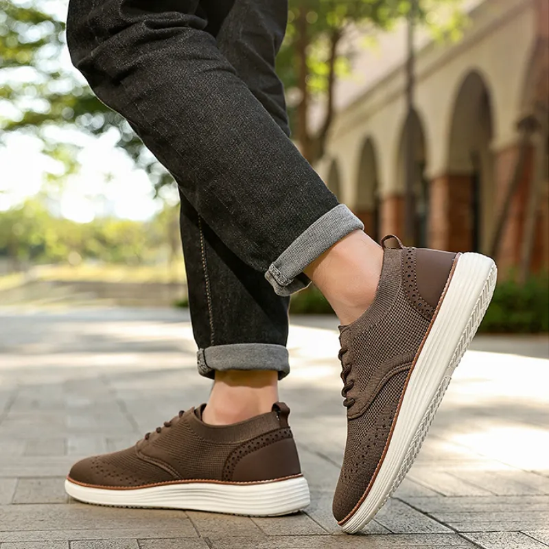 Men’s Oxford Sneakers – Breathable Knit, Cushioned Comfort