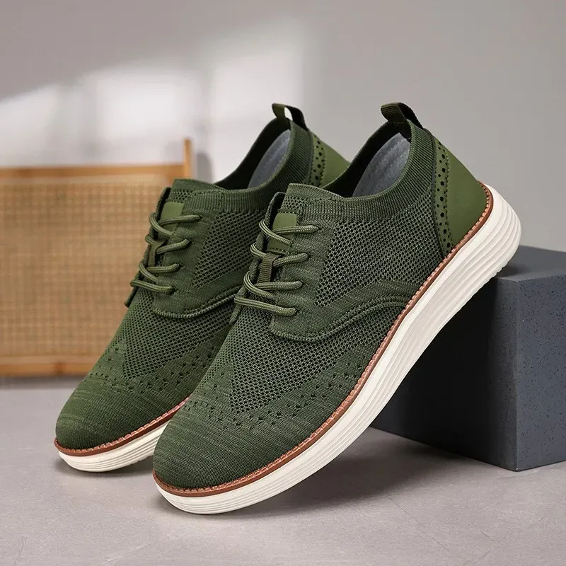Men’s Oxford Sneakers – Breathable Knit, Cushioned Comfort