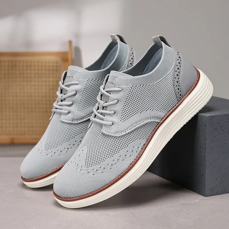 Men’s Oxford Sneakers – Breathable Knit, Cushioned Comfort