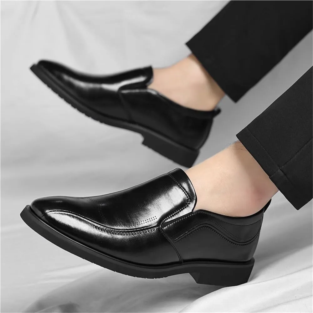 Mens Slip On Business Dress Shoes Breathable Leather Office Shoes Spring Formal Work Shoes for Men Commuting Loafers(Black,7)