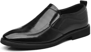 Mens Slip On Business Dress Shoes Breathable Leather Office Shoes Spring Formal Work Shoes for Men Commuting Loafers(Black,7)
