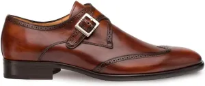 Mezlan Forest Mens Luxury Wing Tip Oxfords - Exquisite Hand-Burnished Calfskin with Perforated Accents - Handcrafted in Spain - Medium Width (Cognac, 12)