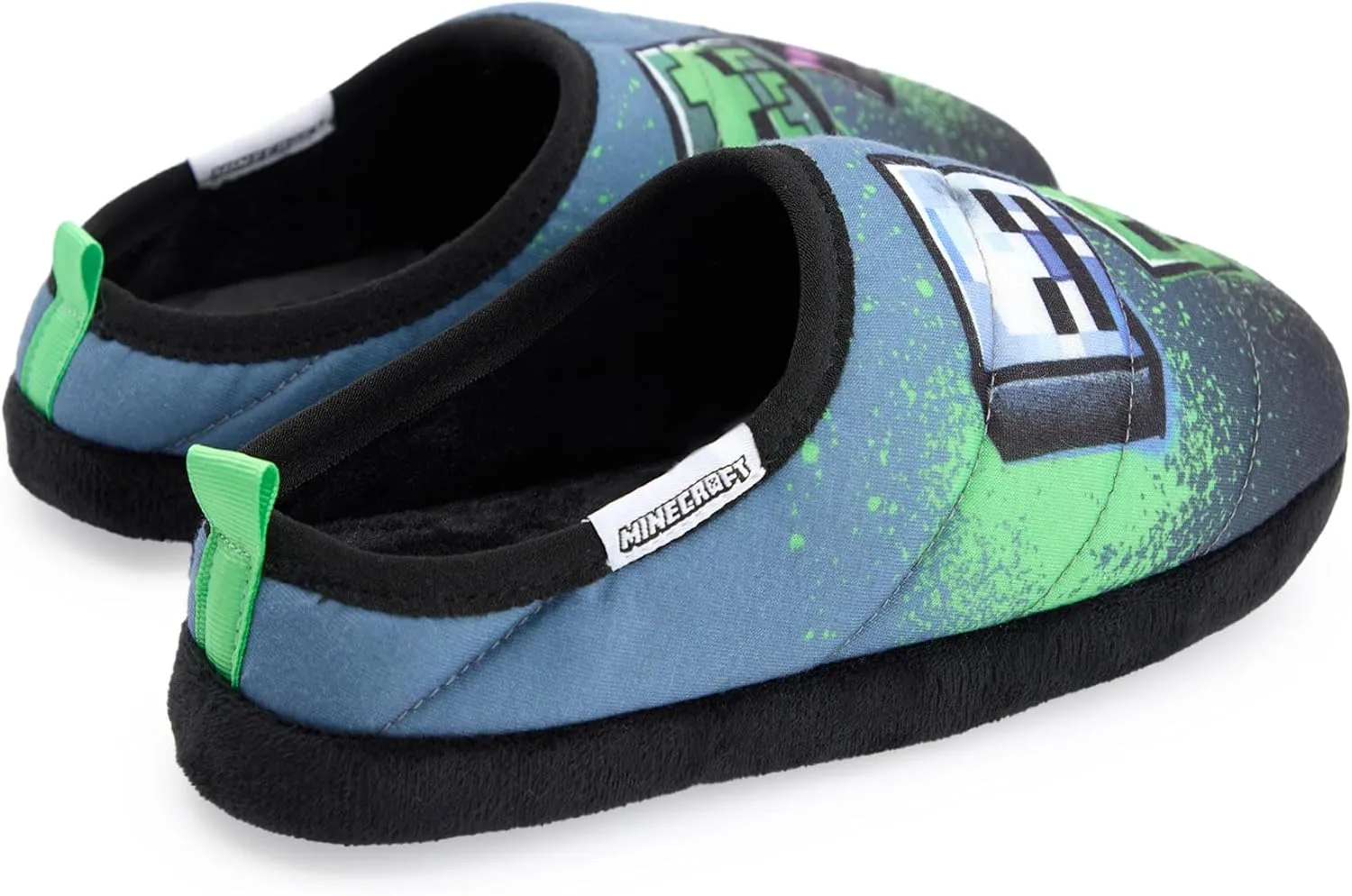 Minecraft Boys Graffiti Style Slip On Loafer Slippers | Slip-On Indoor Shoes for Kids Multicoloured Gaming Footwear for Boys