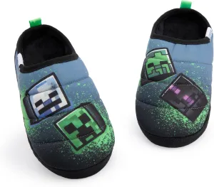 Minecraft Boys Graffiti Style Slip On Loafer Slippers | Slip-On Indoor Shoes for Kids Multicoloured Gaming Footwear for Boys