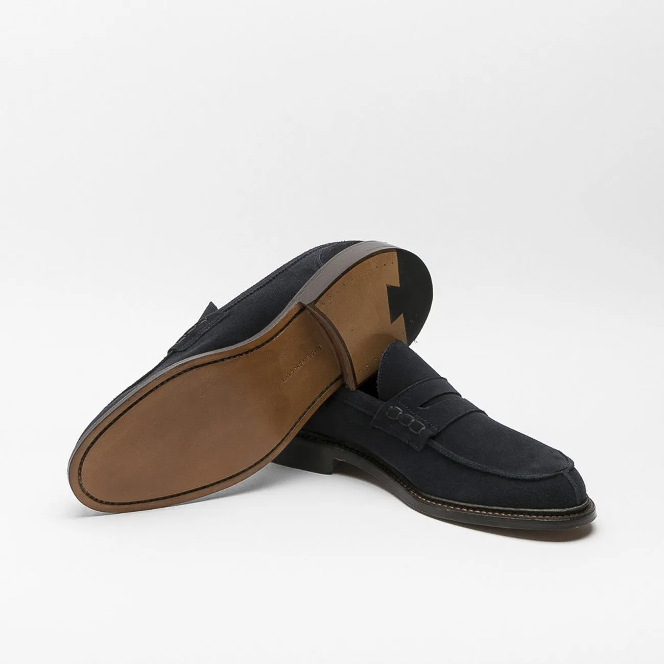 Mocassino penny Tricker's Adam in camoscio blu