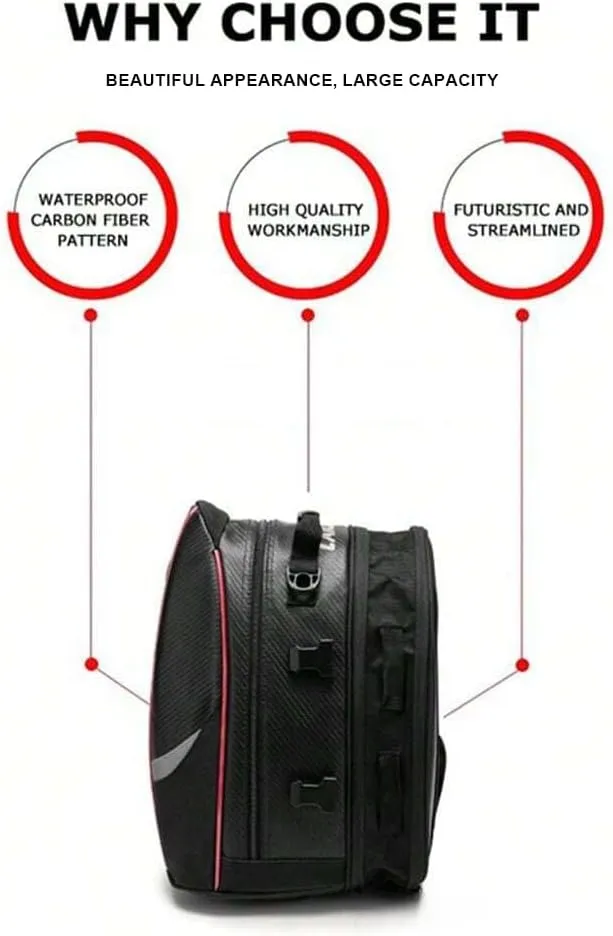 Motorcycle Tail Bag for Triumph Tiger 1200 GT GT Pro Rally Pro, Large Capacity Water-Resistant Wear-Resistant Motorcycle Helmet Bag, Expandable Rear Seat Storage Luggage Backpack