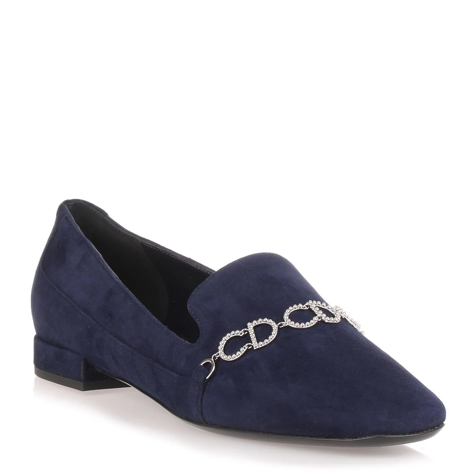 Navy suede loafer