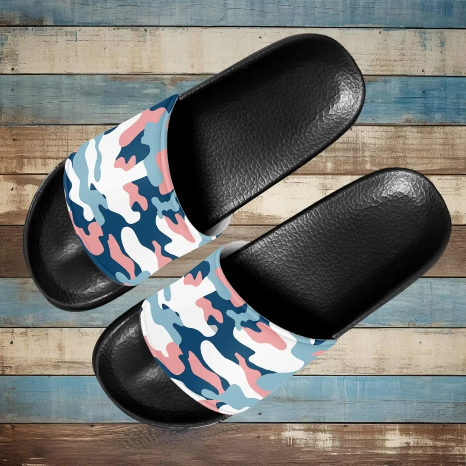 Non Slip Slide Sandals for Women Men, Open Toe House Comfy Flat Slides Slipper for Bathroom Beach
