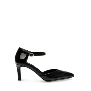 Obeeze Handmade Ankle Strap Black Leather Pump  For Womens