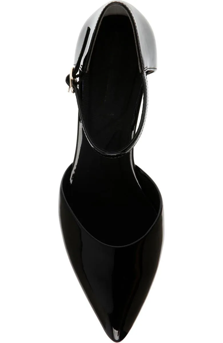 Obeeze Handmade Ankle Strap Black Leather Pump  For Womens