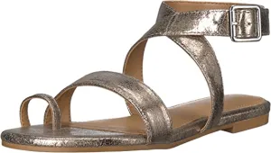 Open MULTI Flats Safe transaction Strap Ankle Toe Women's SILVER Shortener Sandal Aerosoles Clean-lined