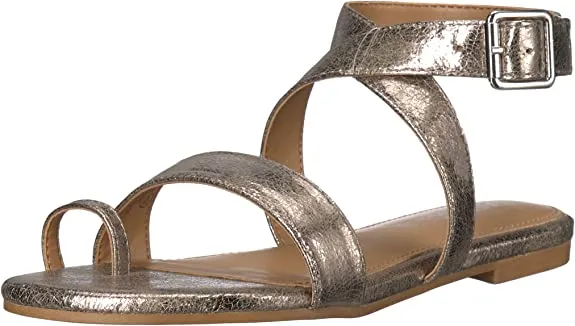 Open MULTI Flats Safe transaction Strap Ankle Toe Women's SILVER Shortener Sandal Aerosoles Clean-lined