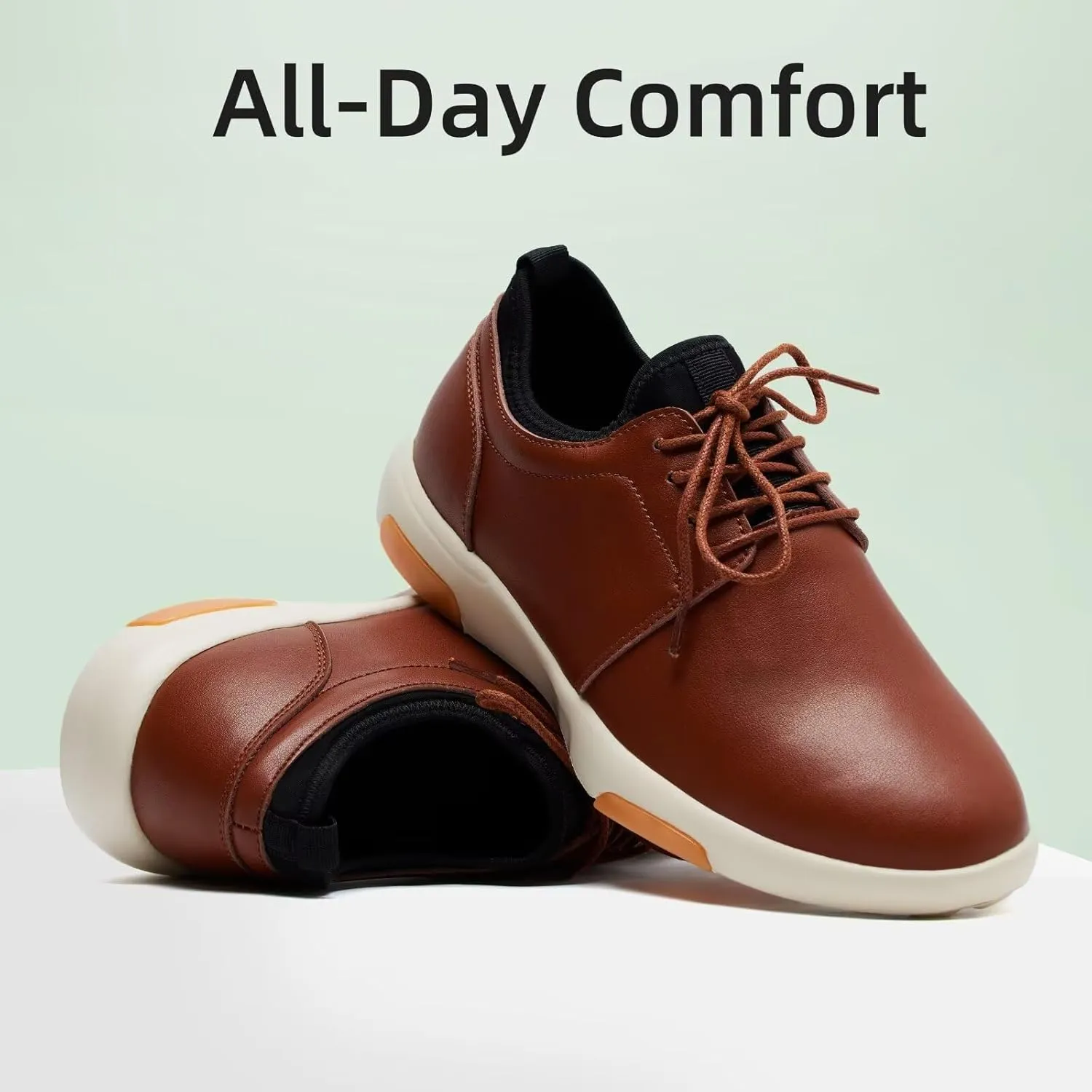 OrthoComfoot Men's Orthopedic Leather Dress Walking Shoes: Comfortable Plantar Fasciitis Fashion Sneakers with Arch Support, Casual Orthotic Business Work Shoes for Foot and Heel Pain Relief