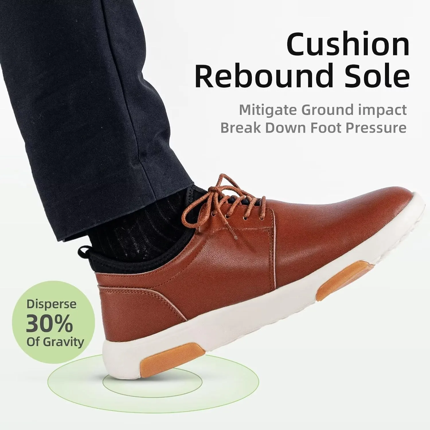 OrthoComfoot Men's Orthopedic Leather Dress Walking Shoes: Comfortable Plantar Fasciitis Fashion Sneakers with Arch Support, Casual Orthotic Business Work Shoes for Foot and Heel Pain Relief