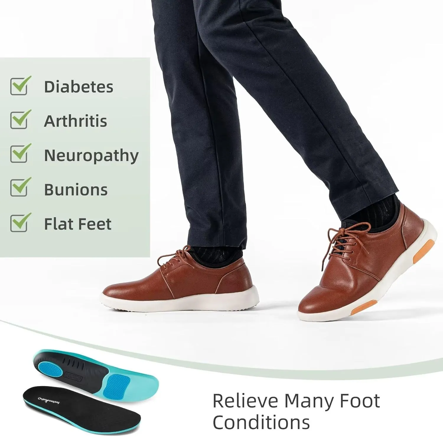 OrthoComfoot Men's Orthopedic Leather Dress Walking Shoes: Comfortable Plantar Fasciitis Fashion Sneakers with Arch Support, Casual Orthotic Business Work Shoes for Foot and Heel Pain Relief