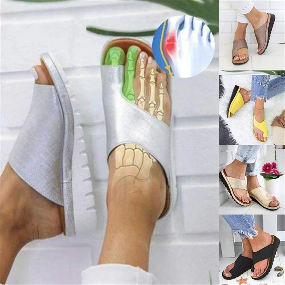 Orthopedic Bunion Corrector Sandals,Comfy Platform Flat Bunion Sandals Sole PU Leather Shoes for Women (Purple,9)