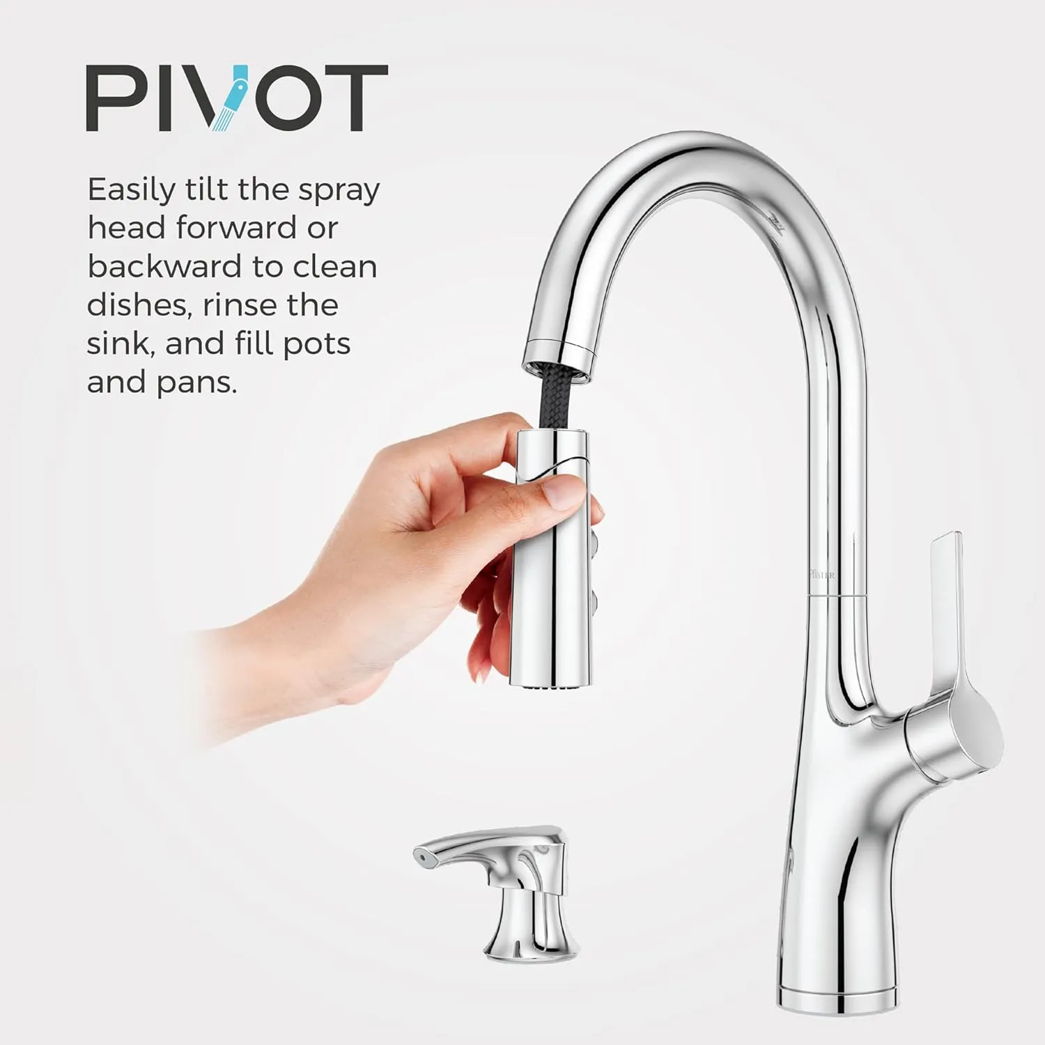 Pfister Ceylon Kitchen Faucet with Pull Down Sprayer and Soap Dispenser, Single Handle, Polished Chrome Finish, F5297CLOC