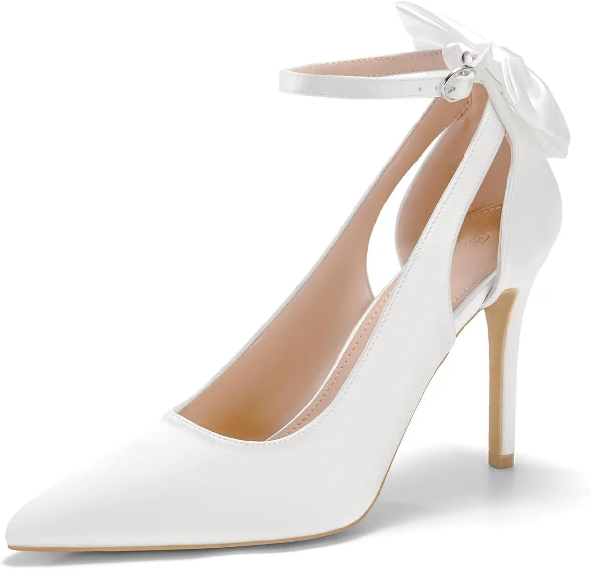 PiePieBuy Women's Pointed Toe High Heels Ankle Strap D'Orsay Pumps Shoes Bow Wedding Bowtie Back Dress Sandals