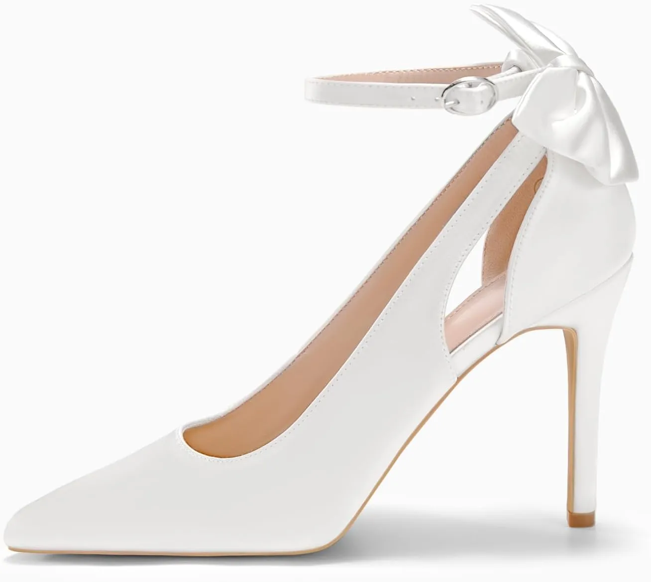 PiePieBuy Women's Pointed Toe High Heels Ankle Strap D'Orsay Pumps Shoes Bow Wedding Bowtie Back Dress Sandals