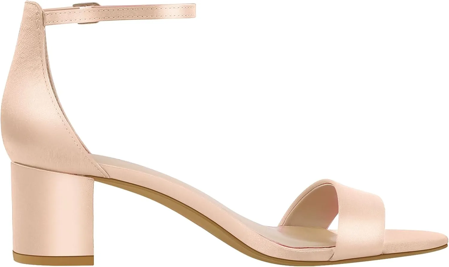 PIZZ ANNU Women's Low Block Chunky Heels Sandals Comfortable Open Toe Ankle Strap Party Dress Pump Shoes Strappy Buckle Heeled Sandal with 2 Inches Tall Thick Heel Design