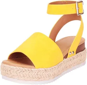 Platform Sandals Women Dressy 2025 Summer Open Toe Buckle Ankle Strap Wedge Sandals Comfortable Arch Support Wedge Sandals