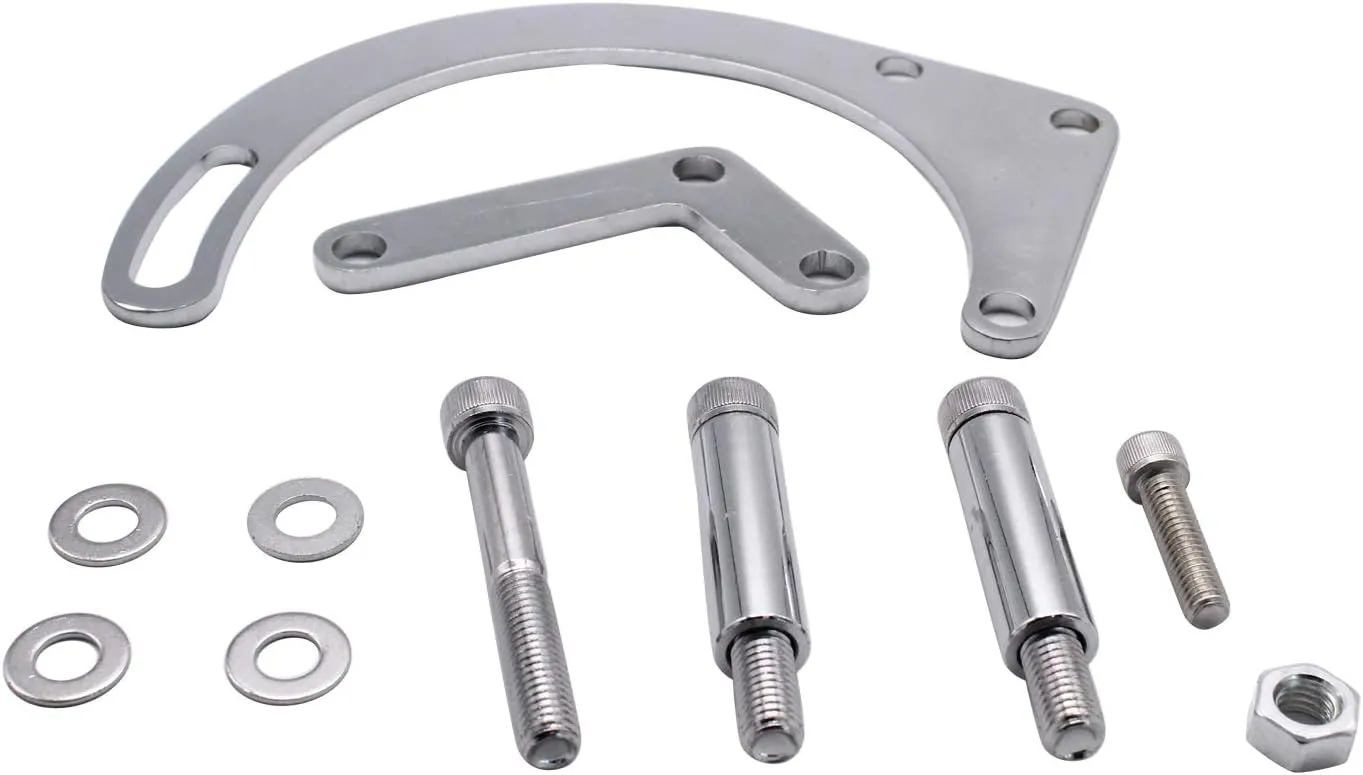Polished Chrome Low Mount Alternator Bracket for SBC 265 283 327 350 383 400 Short Water Pump