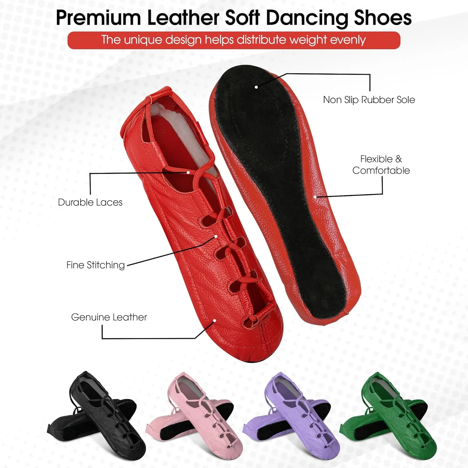 Premium Irish Dance Pump Shoes Soft Cowhide Leather Pump Style for Competitive Irish Dancing
