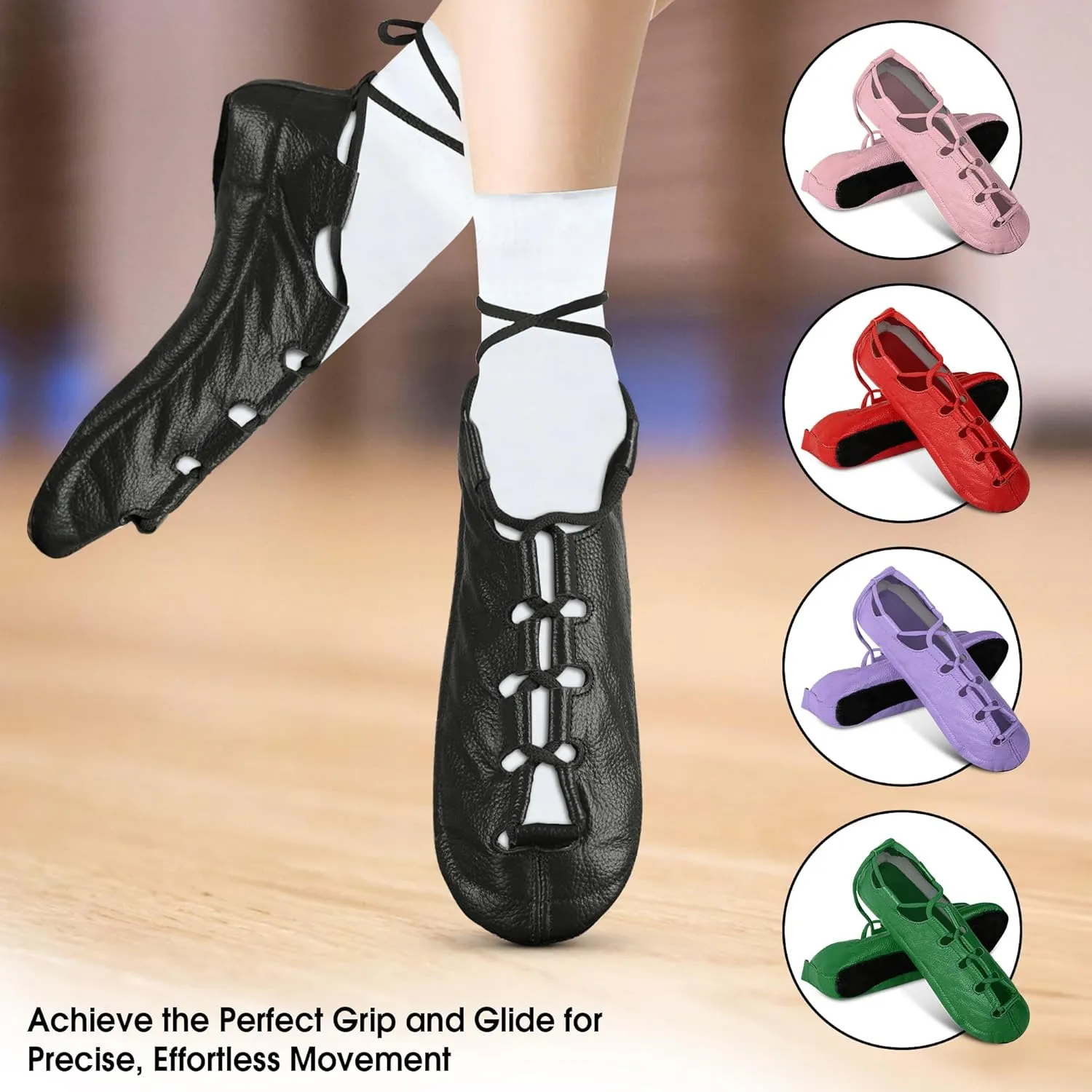 Premium Irish Dance Pump Shoes Soft Cowhide Leather Pump Style for Competitive Irish Dancing