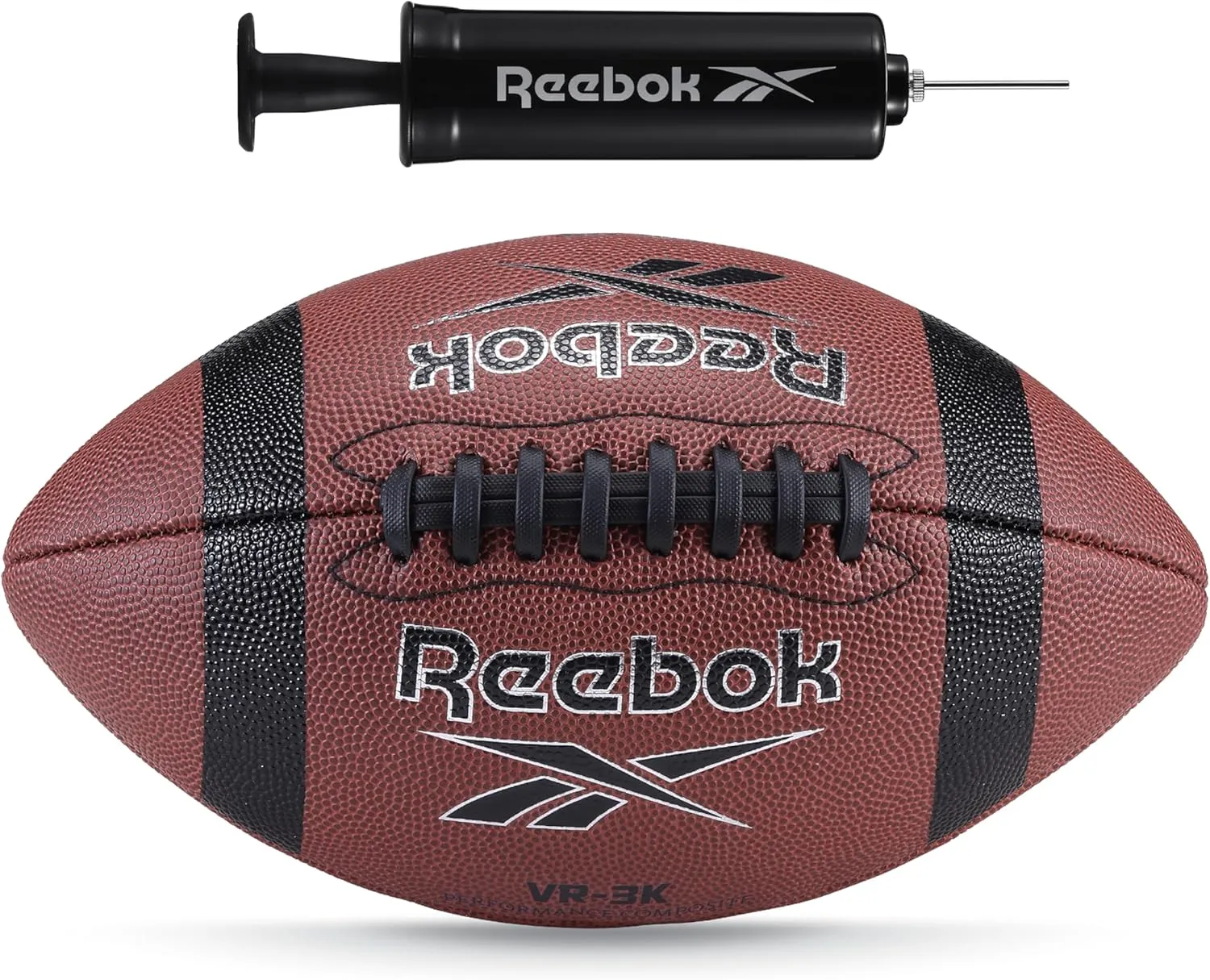 Reebok Elite Recreational Football, Official Size, Composite Leather, Innovative Soft Grip Technology, Cushion Lining, Includes Pump & Needle, VR-4K Series (Varsity)
