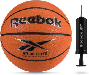 Reebok Hi Vis Elite Basketball, Official Size, Composite Leather, Anti-Slip Grip, Consistent Shape Retention, Includes Pump & Needle, VR-3K Series