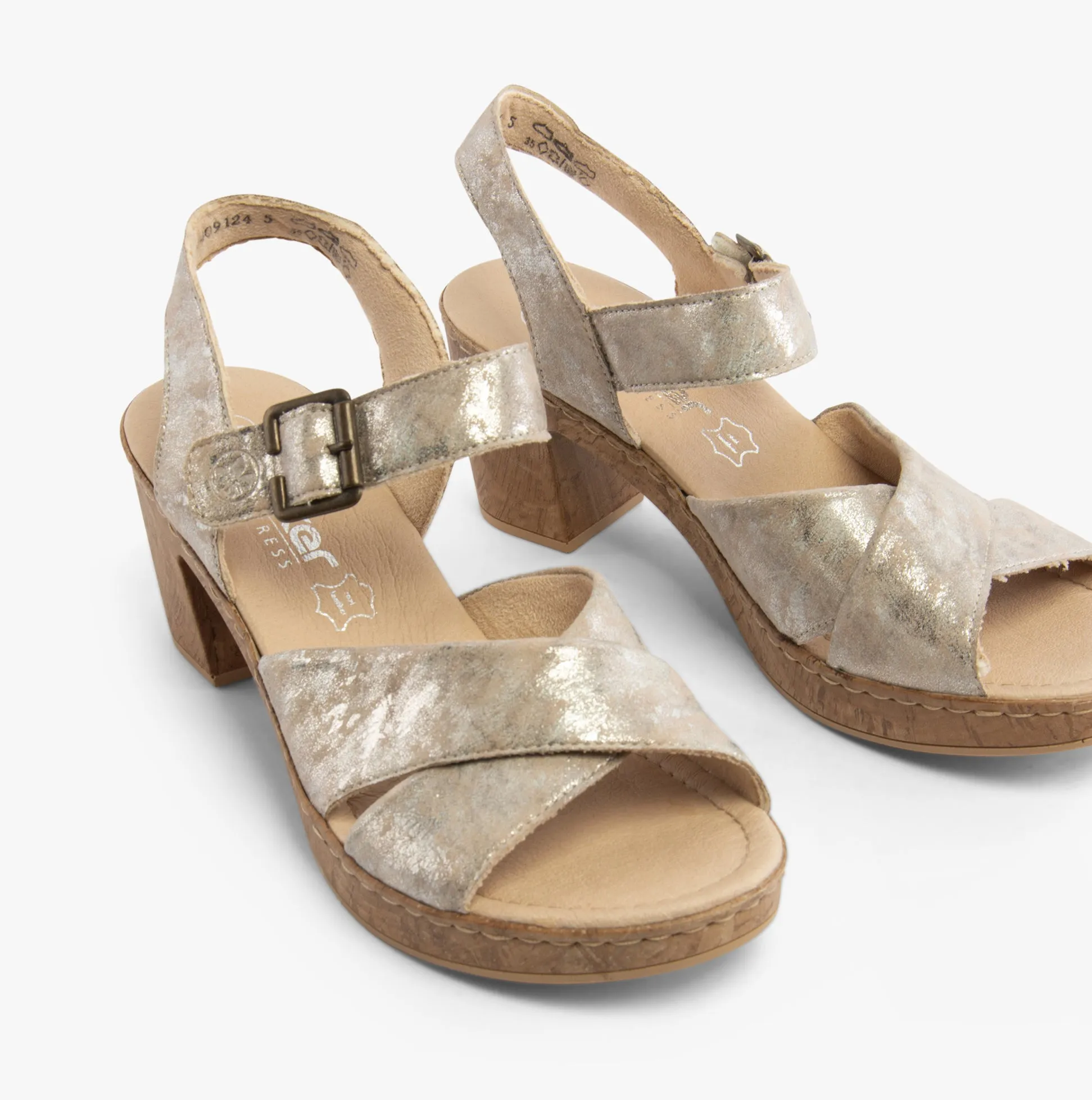 Rieker 66853-90 Womens Sandals Metallic