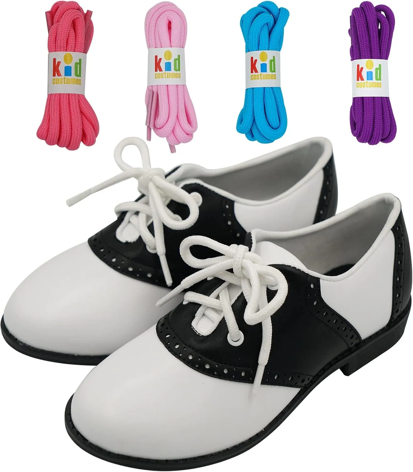 Saddle Shoes Oxford 50's Style Sock Hop for Kids with Bonus Pack of Laces
