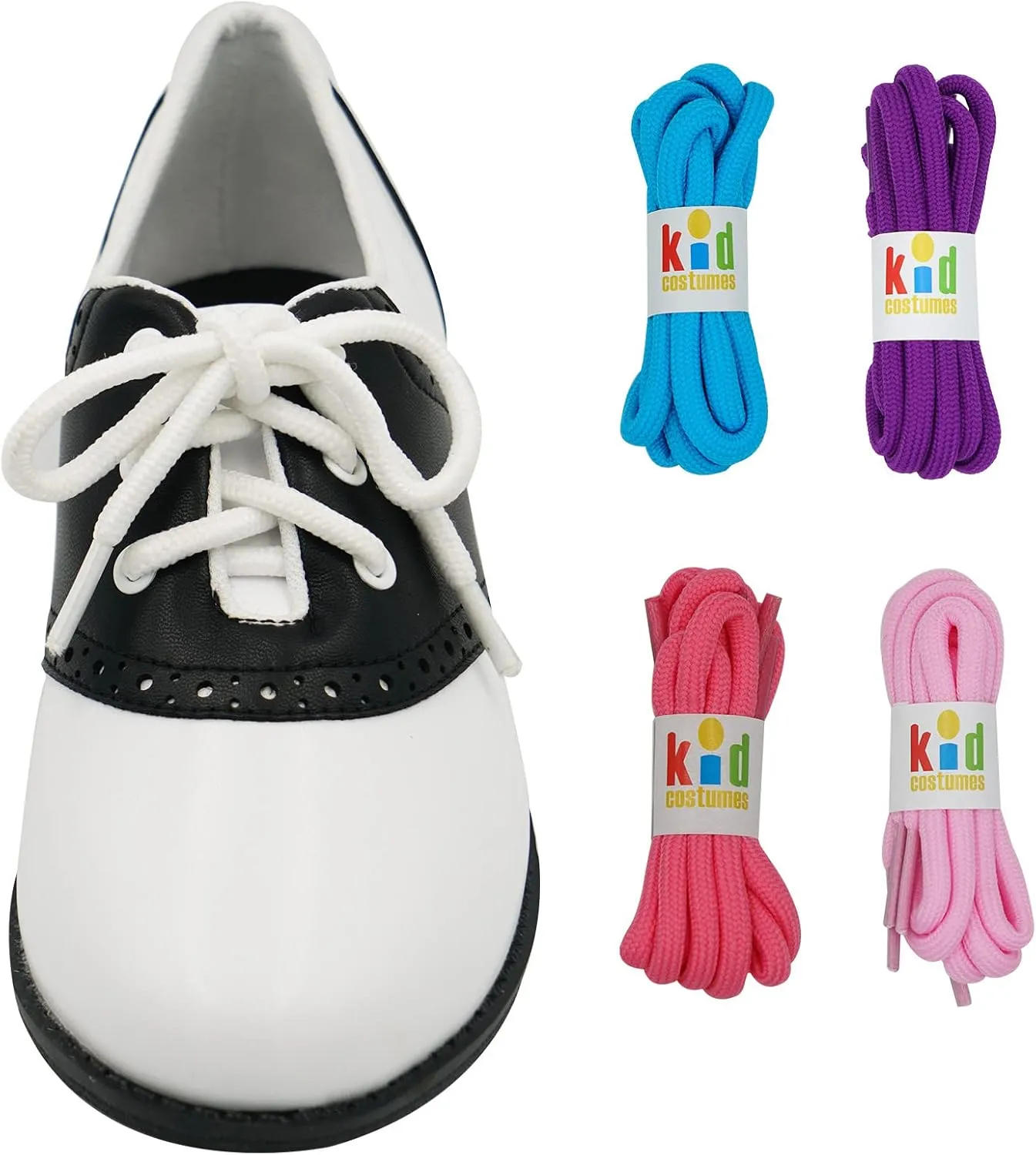 Saddle Shoes Oxford 50's Style Sock Hop for Kids with Bonus Pack of Laces