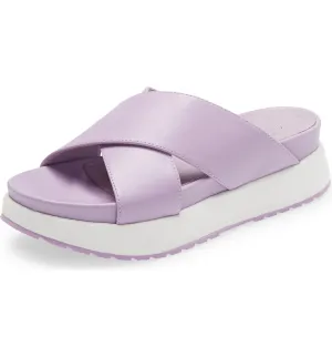 Satisfaction guaranteed Ultimate Sandals Cecelia Crisscrossing Wedge York Platform Slides Lilac UMA Straps New