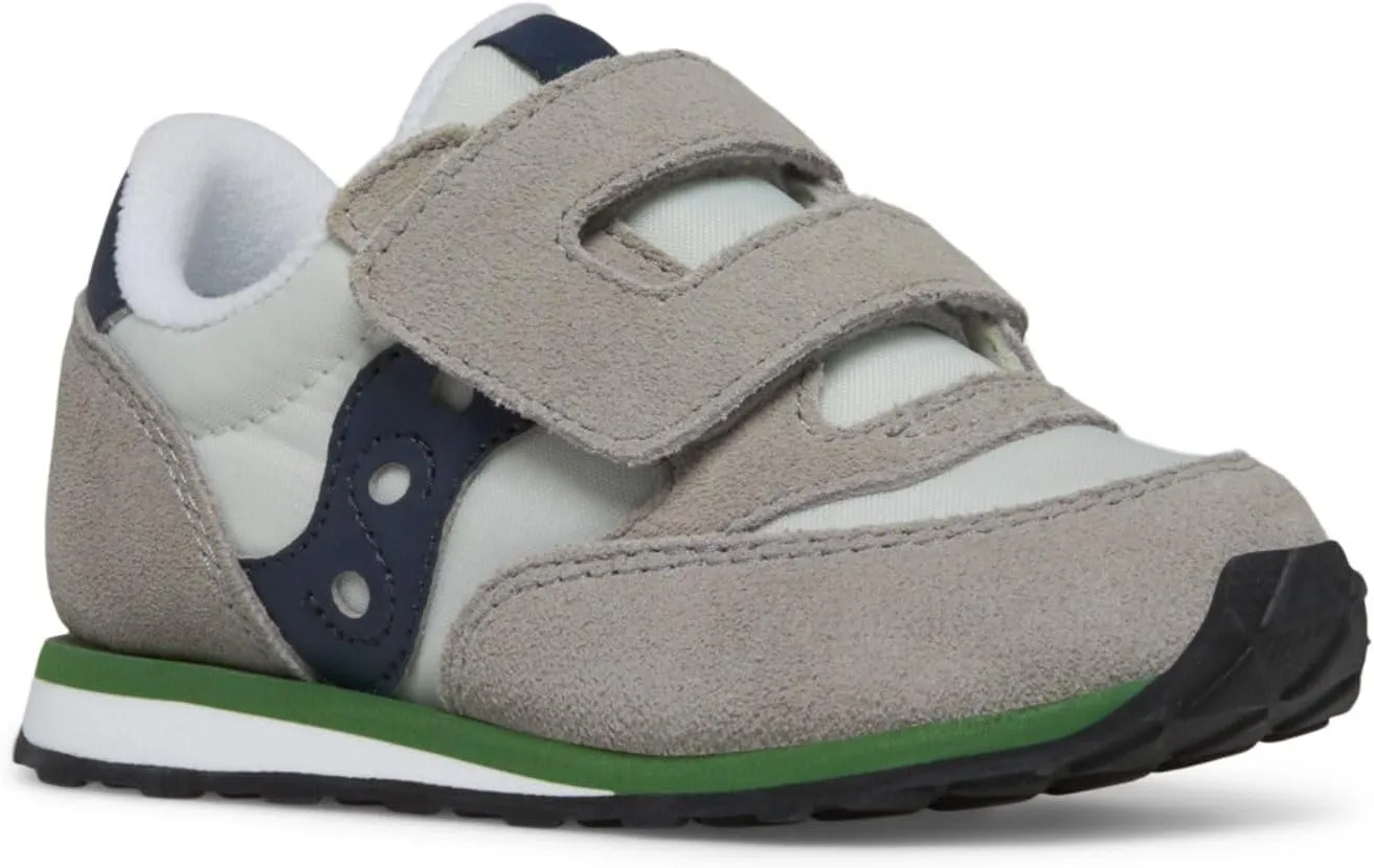 Saucony Jazz Hook & Loop Sneaker (Toddler/Little Kid), Grey/Navy/Green, 11 US Unisex