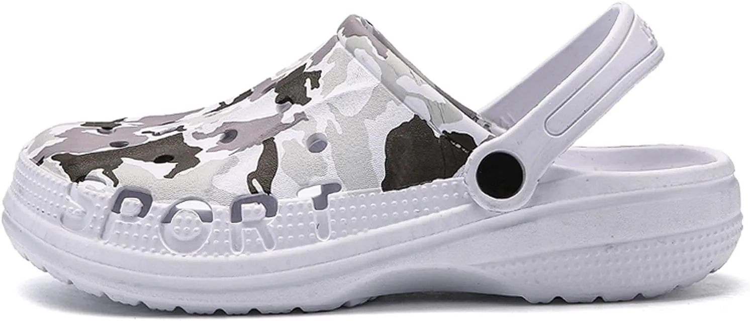 SECHRITE Men's Garden Clogs Camo Summer Sandals Sport Clogs Beach Pool Water Sandal Shower Shoes