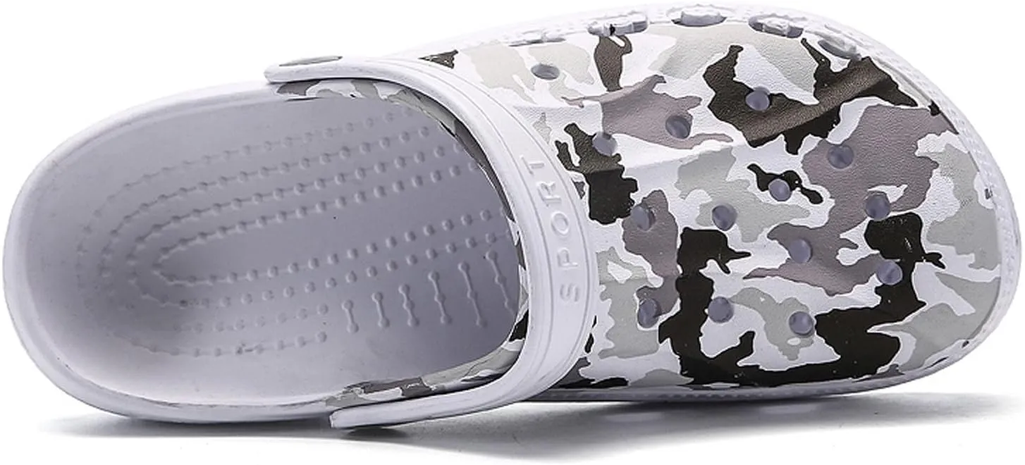 SECHRITE Men's Garden Clogs Camo Summer Sandals Sport Clogs Beach Pool Water Sandal Shower Shoes
