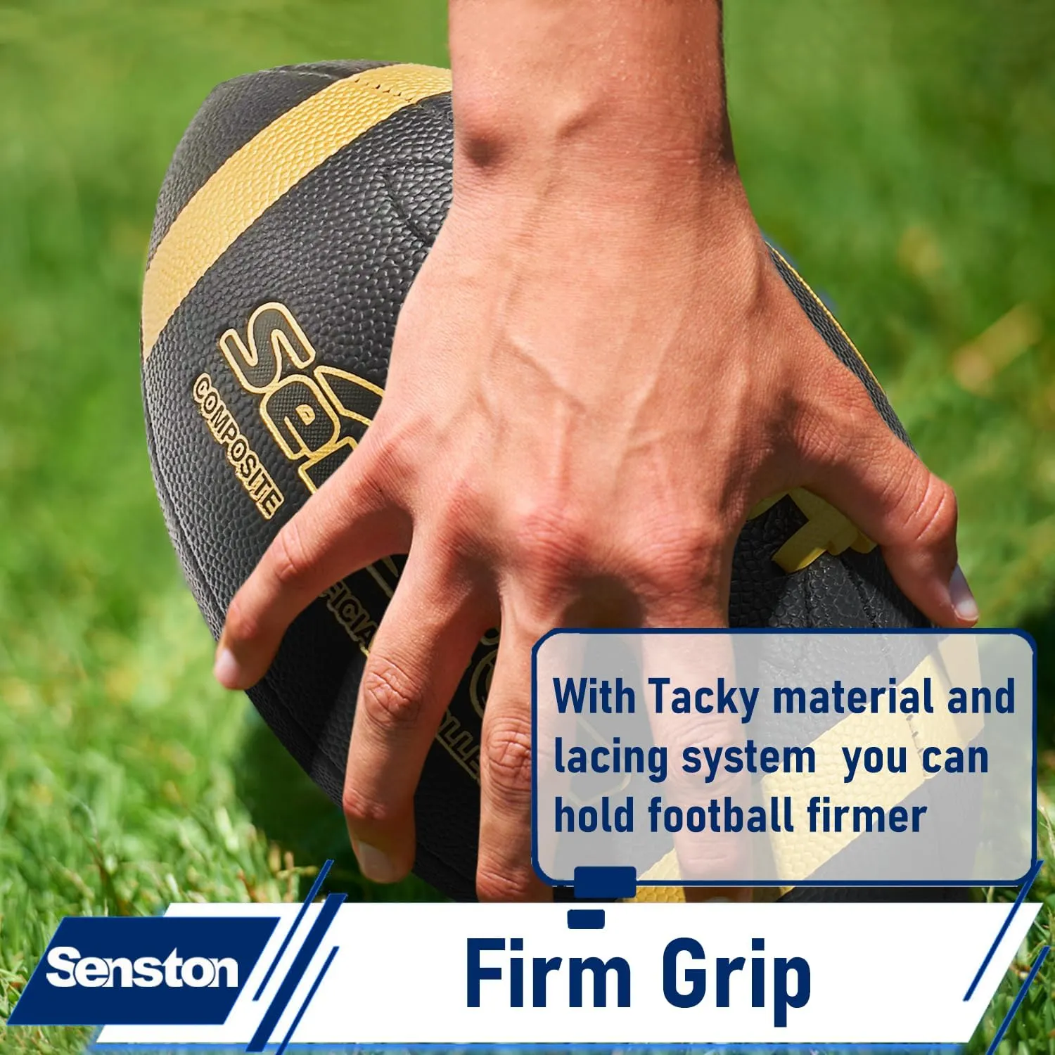 Senston Football Size 9/6 - Premium Composite Leather High School/Kids/Youth Football with Pump Size Foot Ball with Pump