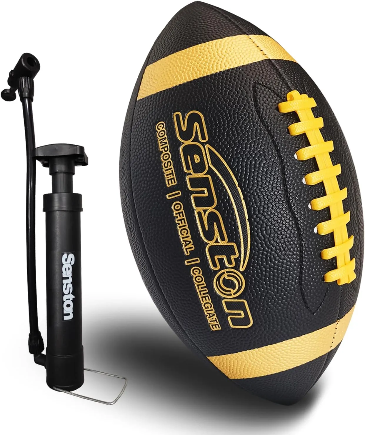 Senston Football Size 9/6 - Premium Composite Leather High School/Kids/Youth Football with Pump Size Foot Ball with Pump