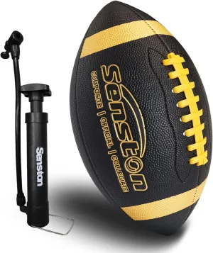 Senston Football Size 9/6 - Premium Composite Leather High School/Kids/Youth Football with Pump Size Foot Ball with Pump